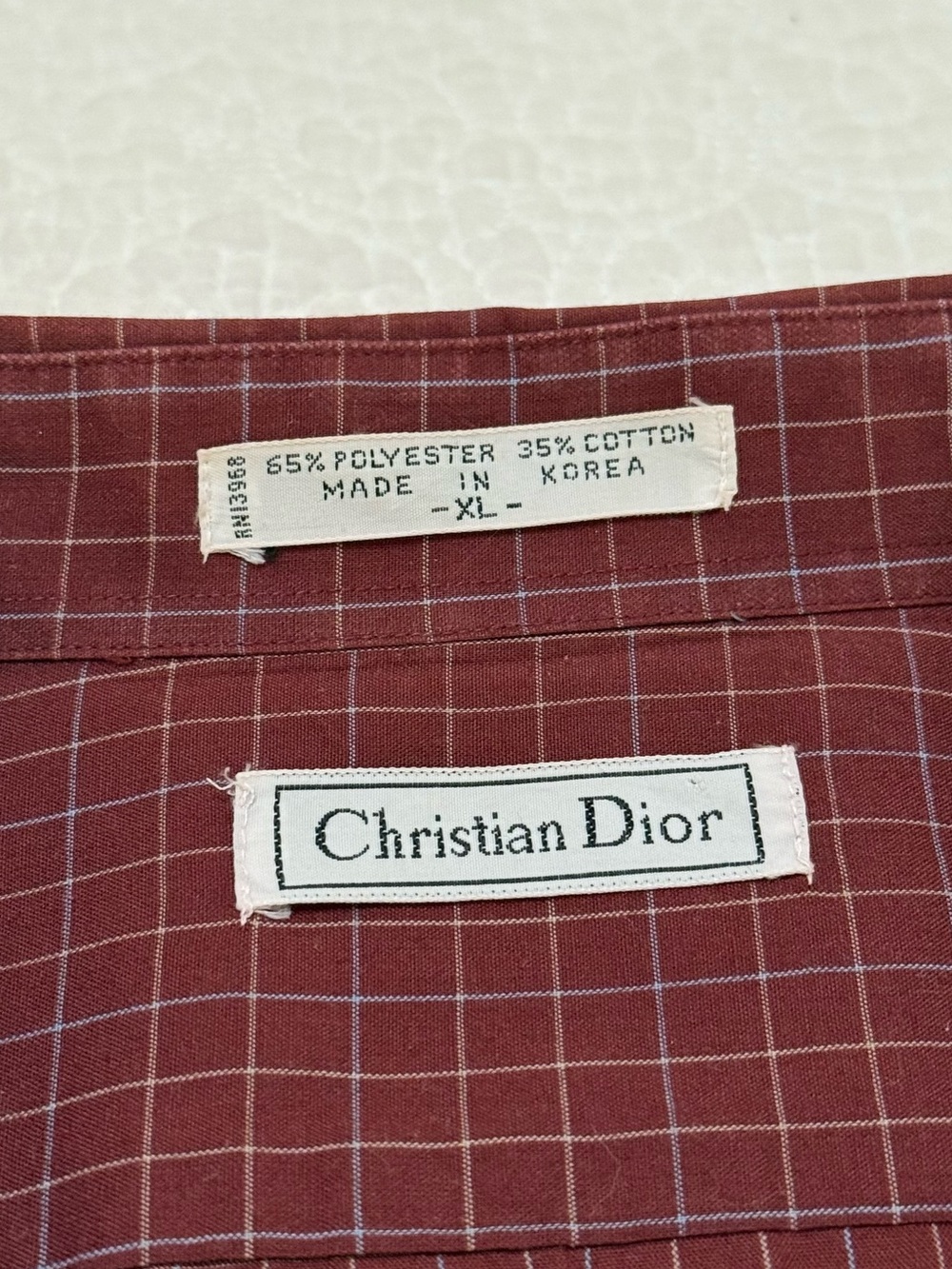 🔥 70s Vintage Christian Dior Plaid Button Down Shirt Mens XL Made in Korea